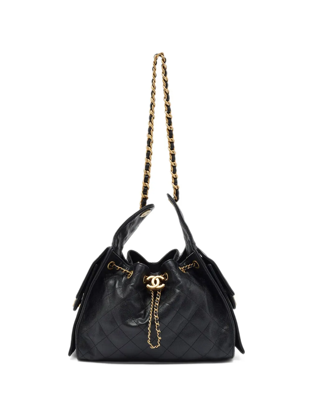 CHANEL Pre-Owned small 25 quilted Caviar-leather bucket bag - Black