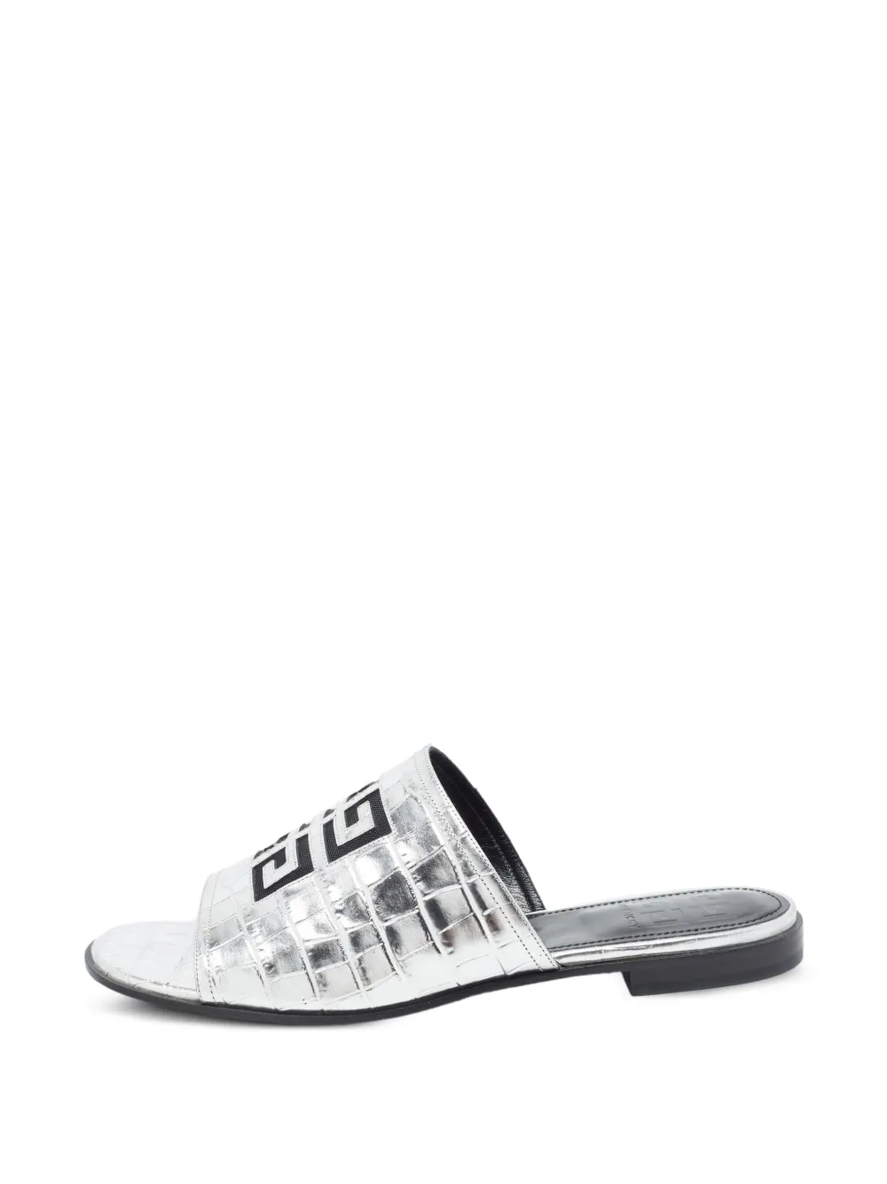 Givenchy Pre-Owned 4G croc-embossed slides - Argento