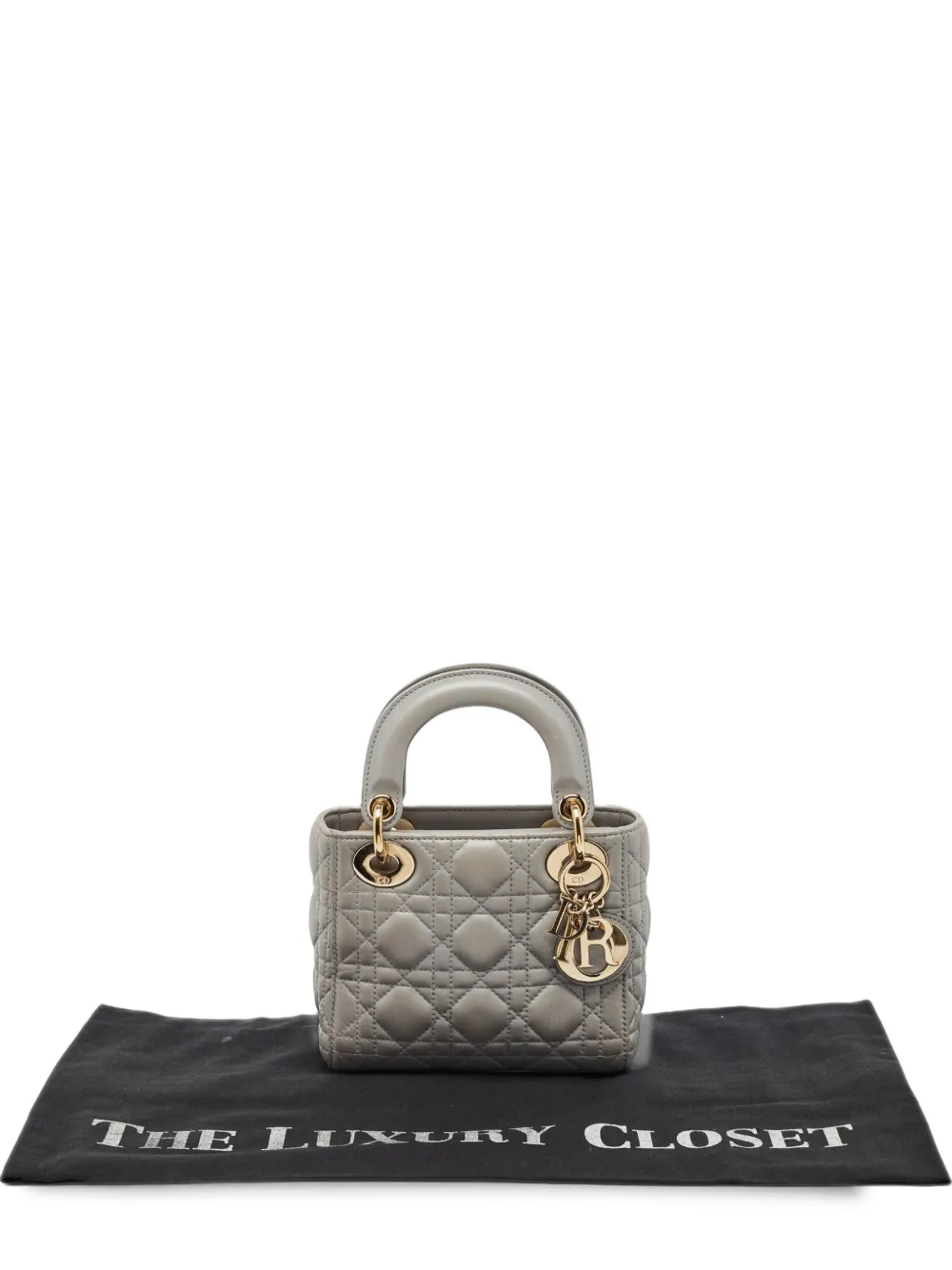 Christian Dior Pre-Owned 2015 mini Lady Dior Cannage tote bag - Grey