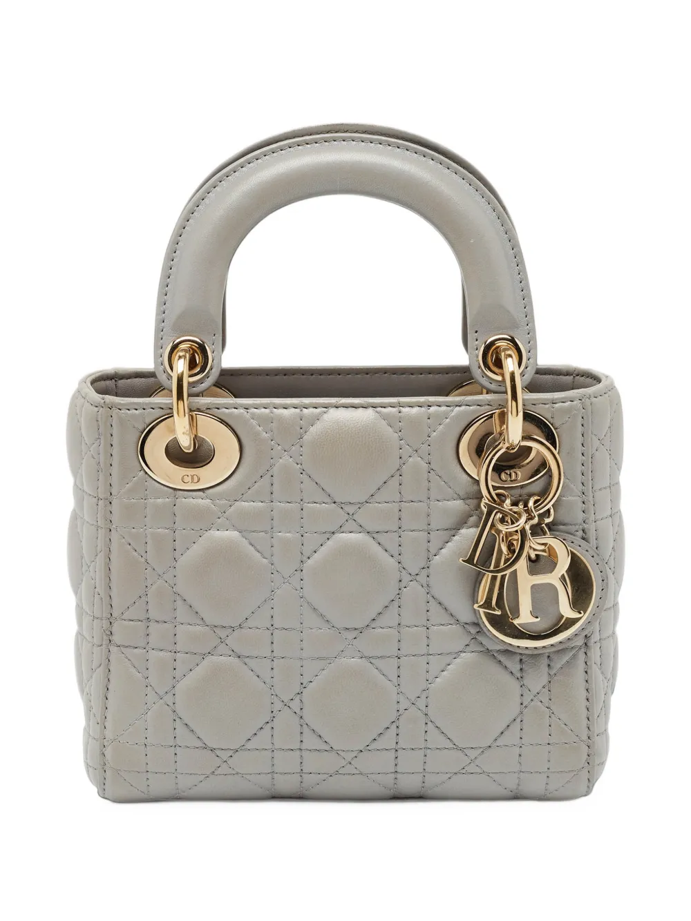 Christian Dior Pre-Owned 2015 mini Lady Dior Cannage tote bag Grijs