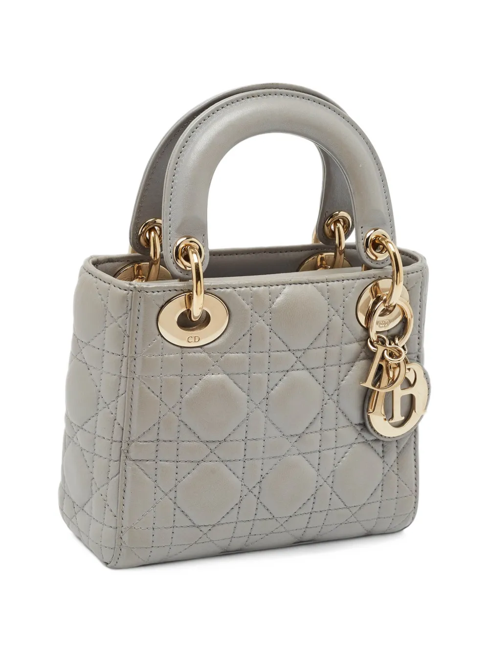 Christian Dior Pre-Owned 2015 mini Lady Dior Cannage tote bag Grijs