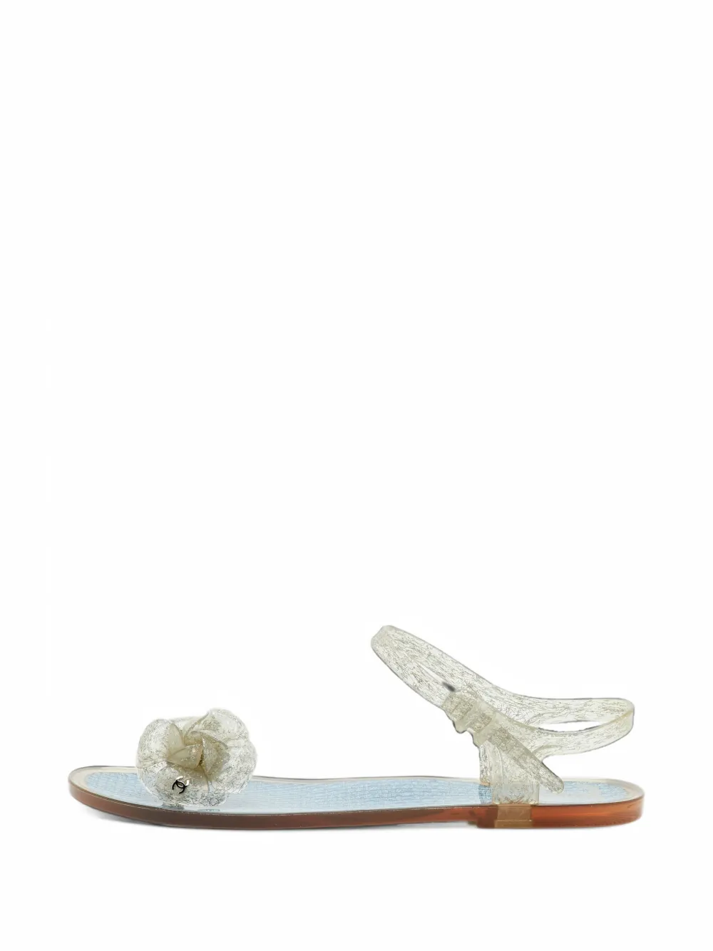 CHANEL Pre-Owned Camellia Sandalen mit Glitter - Weiß