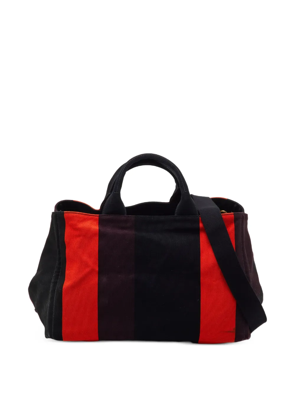 Prada Pre-Owned large Canapa striped tote bag - Nero