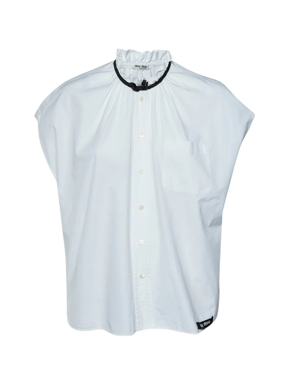 Miu Miu Pre-Owned bow detail sleeveless shirt - Bianco