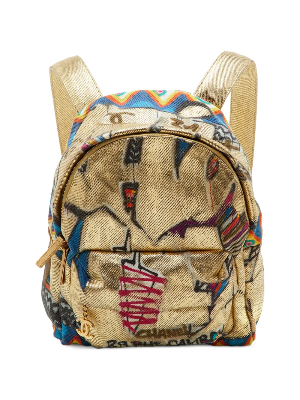 CHANEL Pre-Owned 2019 Street Spirit Graffiti print canvas backpack - Neutrals