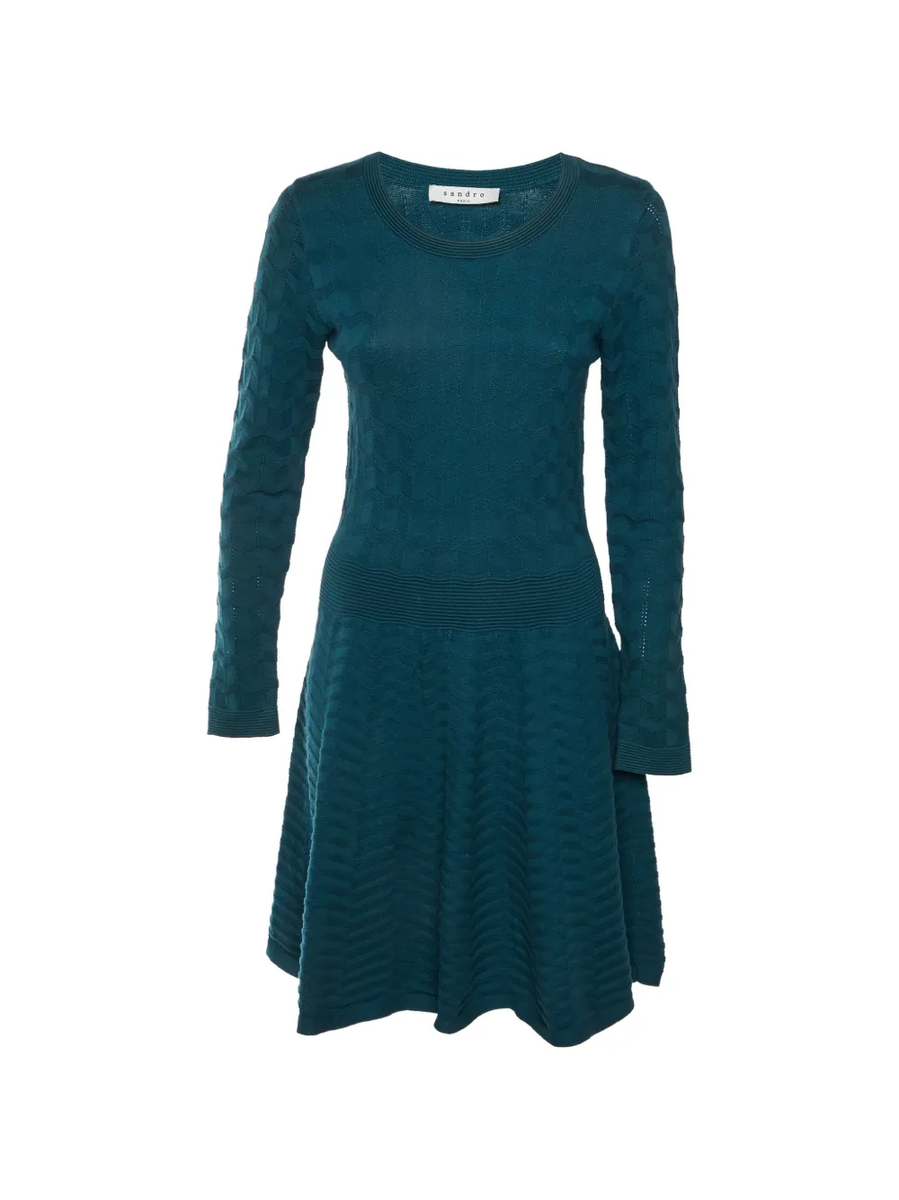 SANDRO chevron knit midi dress - Blue