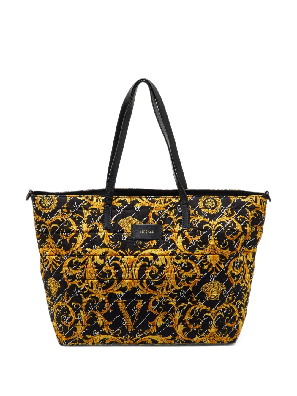 Versace Pre-Owned large Baroque-print quilted tote bag - Black
