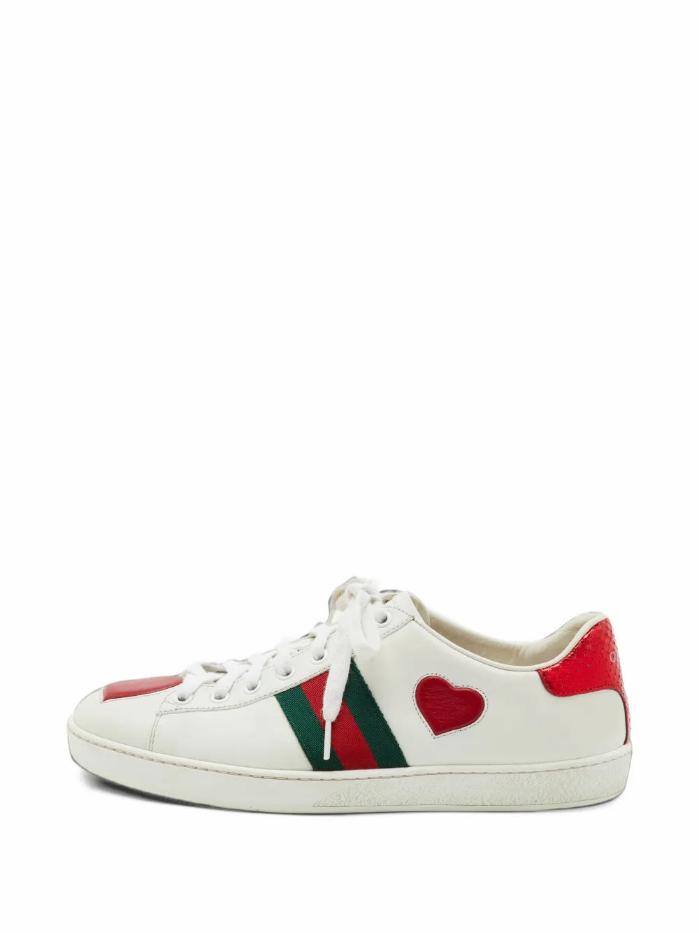 Gucci Pre-Owned Ace Heart Web-appliqué sneakers - Weiß