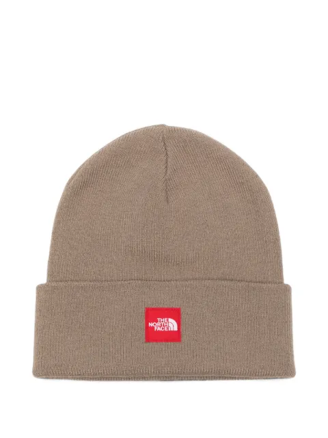 The North Face logo-patch ribbed-knit beanie hat