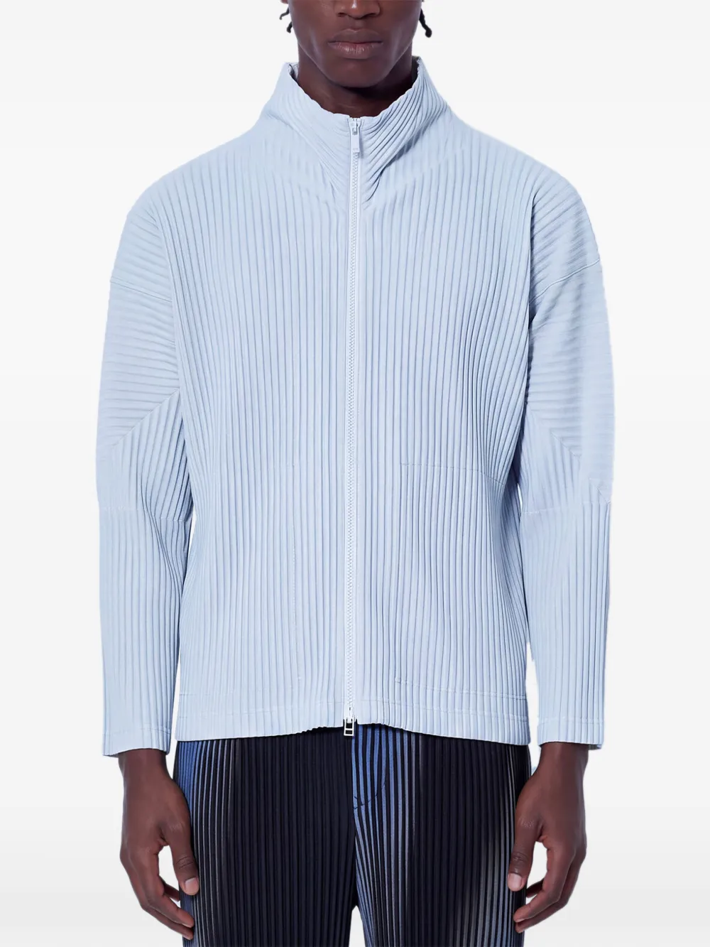 Homme Plissé Issey Miyake pleated zip-up jacket - Grau