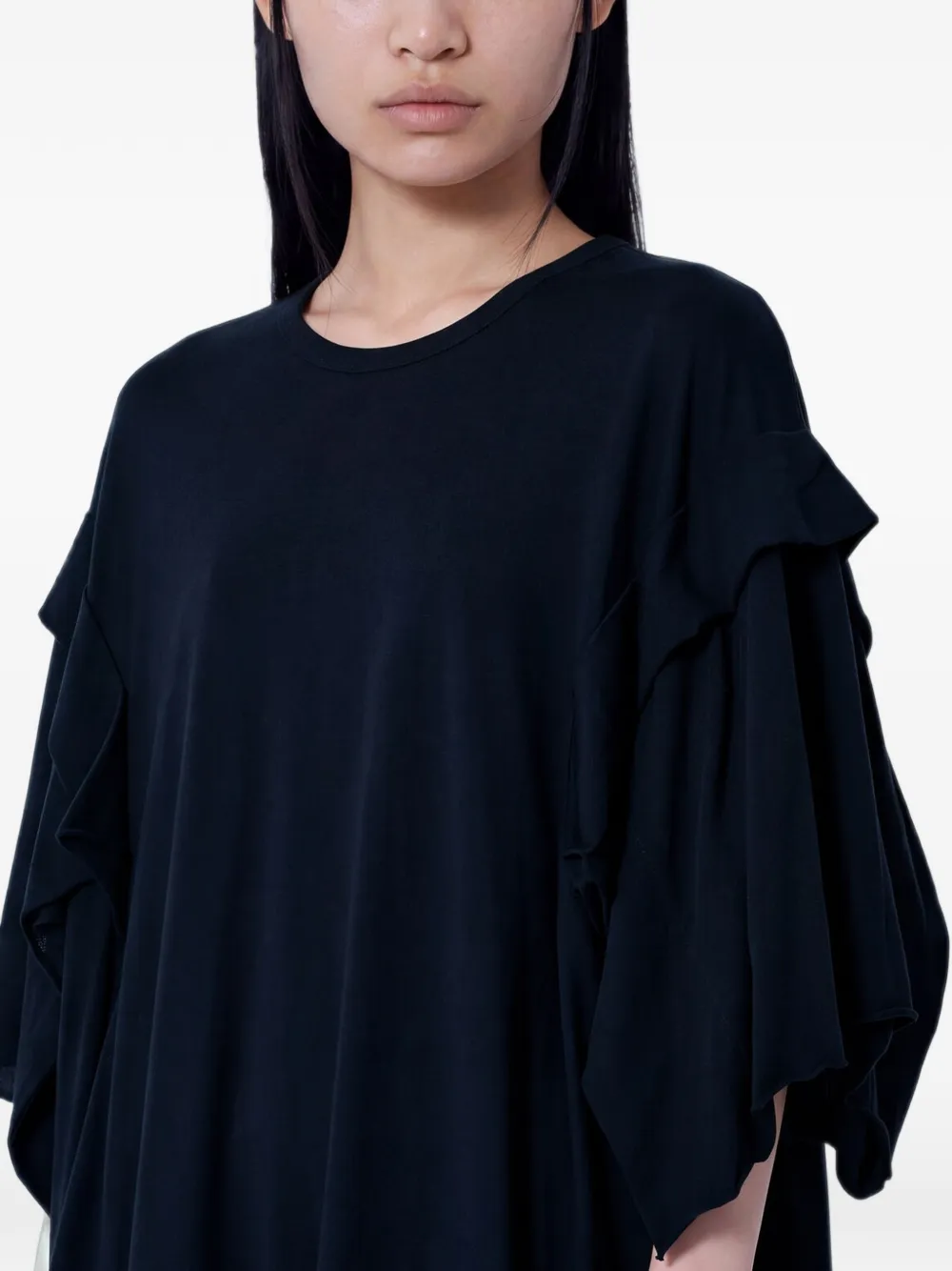 Yohji Yamamoto layered-sleeve crew-neck T-shirt Zwart