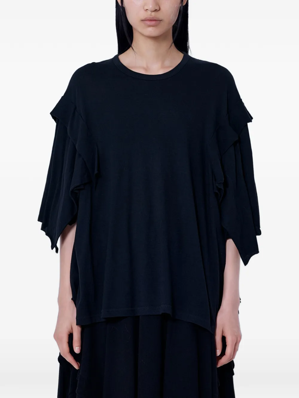 Yohji Yamamoto layered-sleeve crew-neck T-shirt - Nero