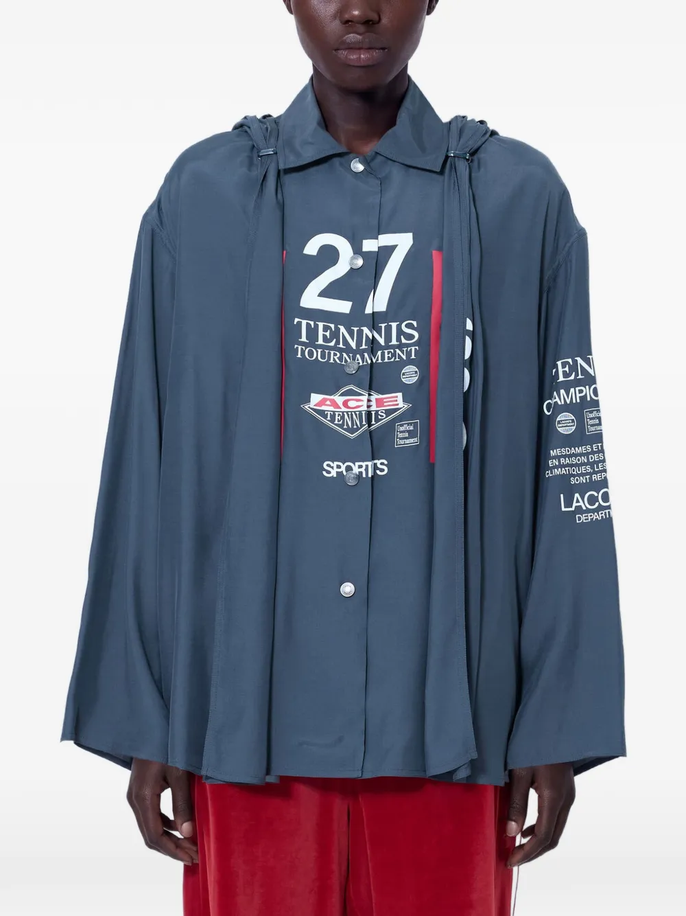 Lacoste Runway oversized hooded print shirt