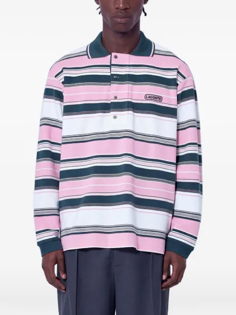Lacoste Runway loose fit striped piqué polo shirt