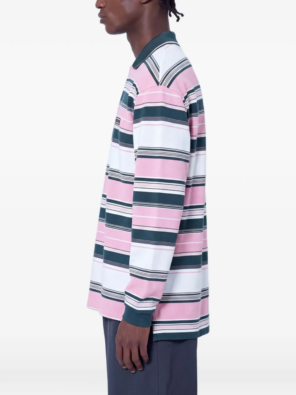 Lacoste Runway loose fit striped piqué polo shirt Roze