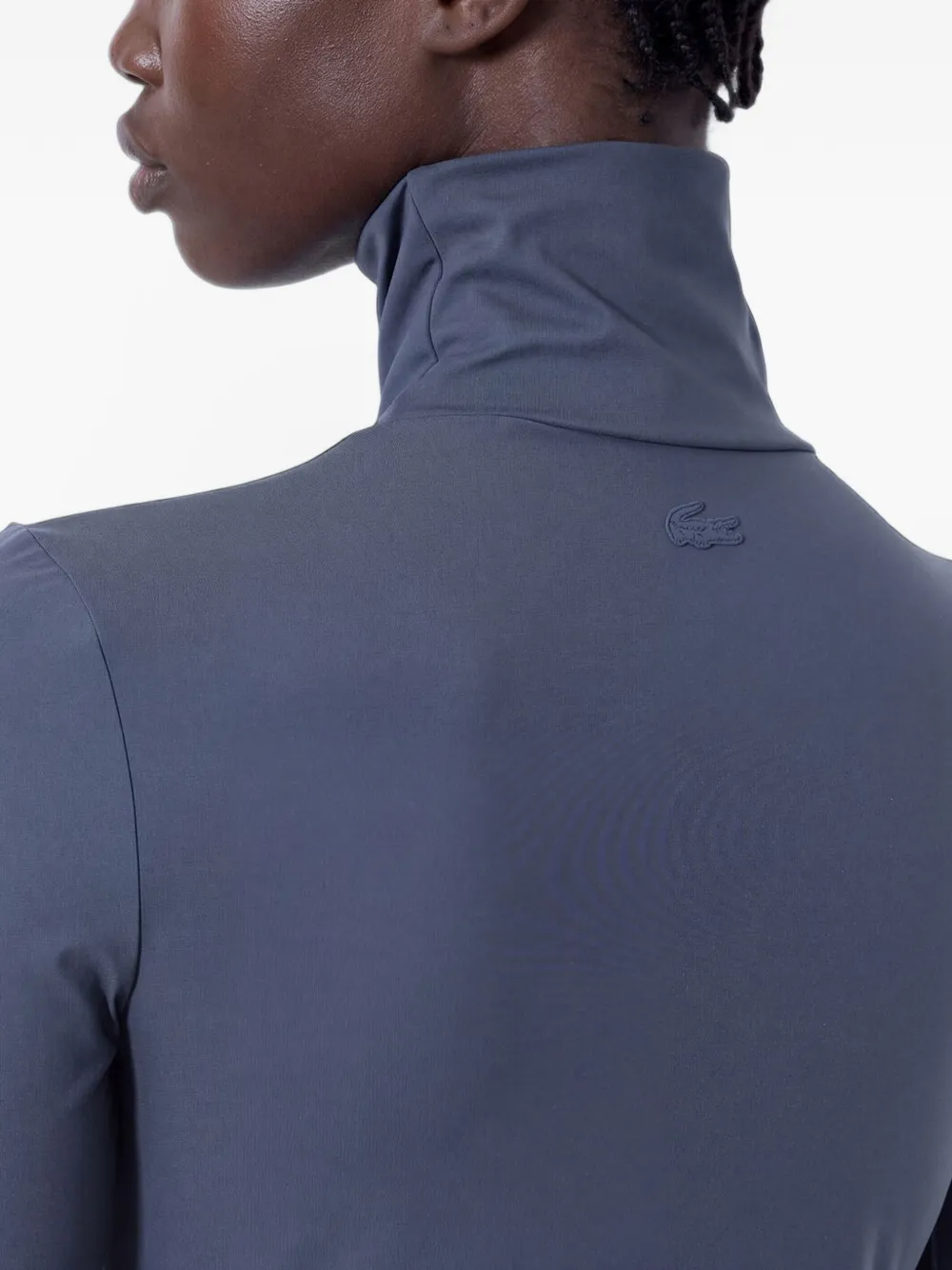 Lacoste Runway high neck printed stretch T-shirt Grijs
