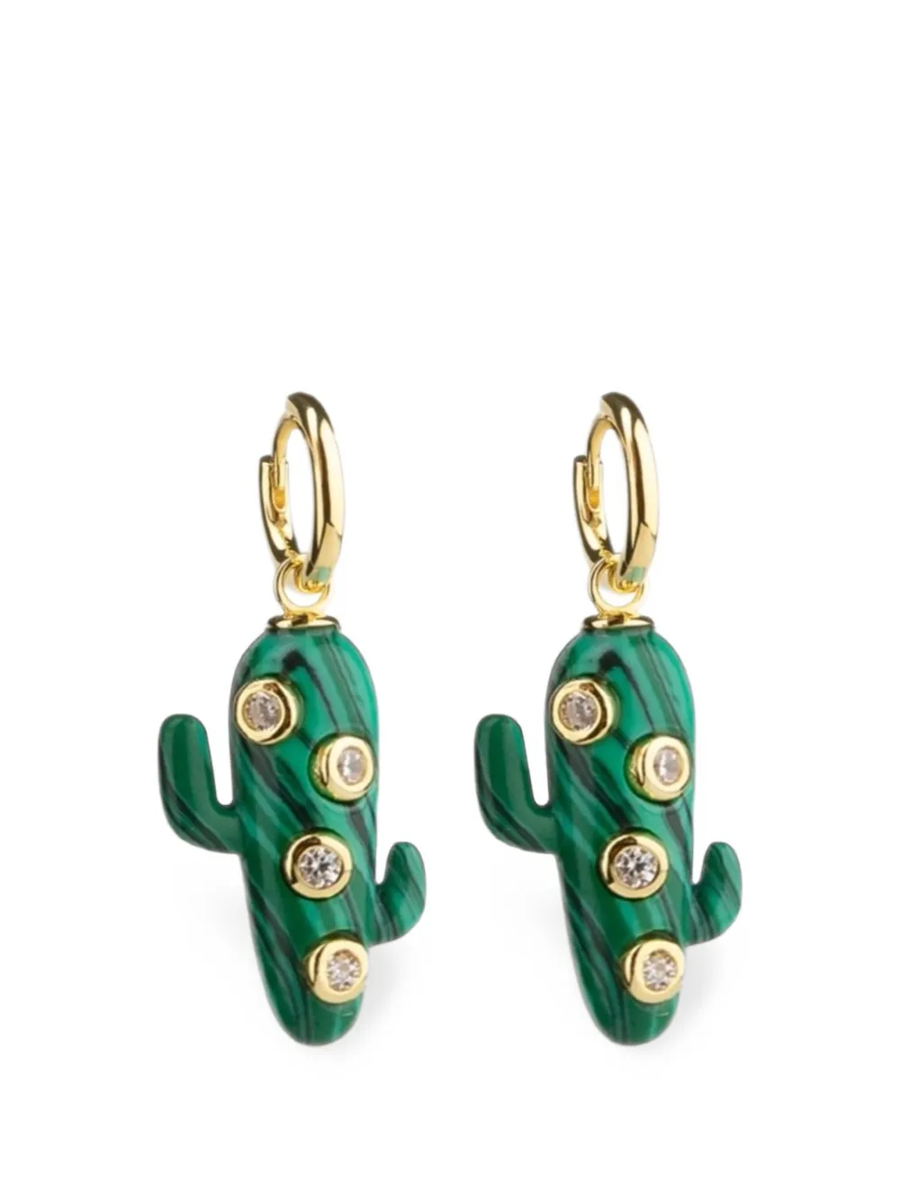 Eshvi Cactus Drop Earrings In Green