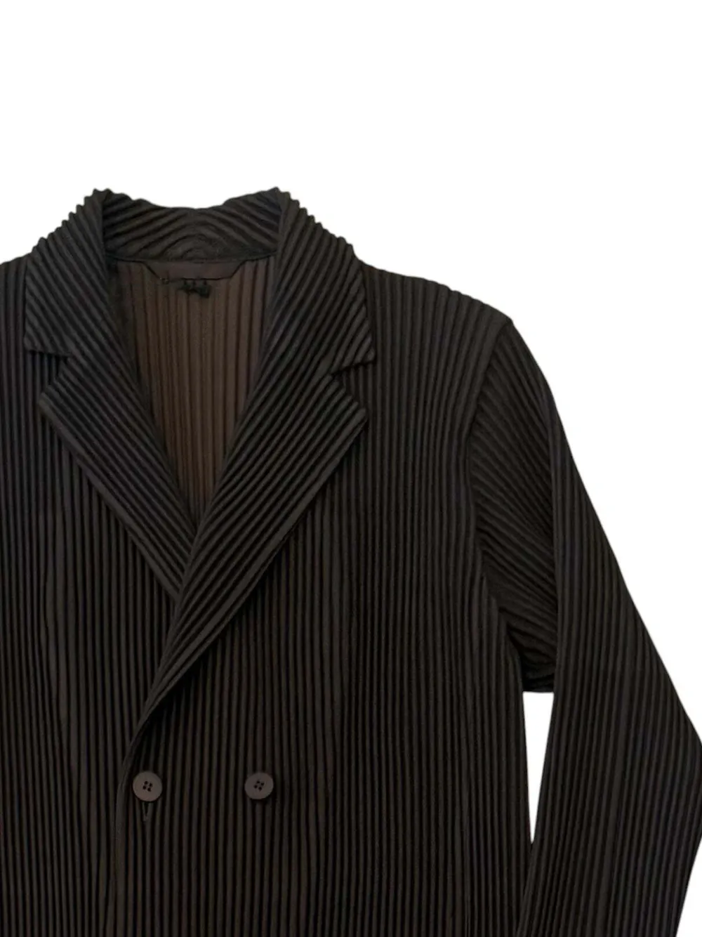 Homme Plissé Issey Miyake Kersey Pleats double-breasted pleated jacket Bruin