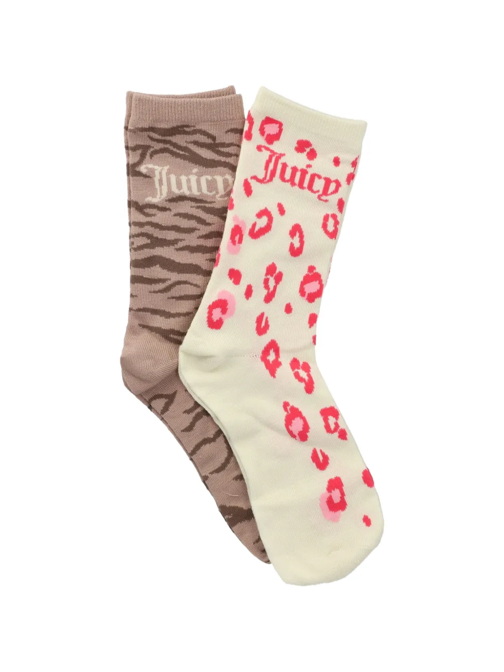 Juicy Couture animal-print logo-knit socks (set of two) - Toni neutri
