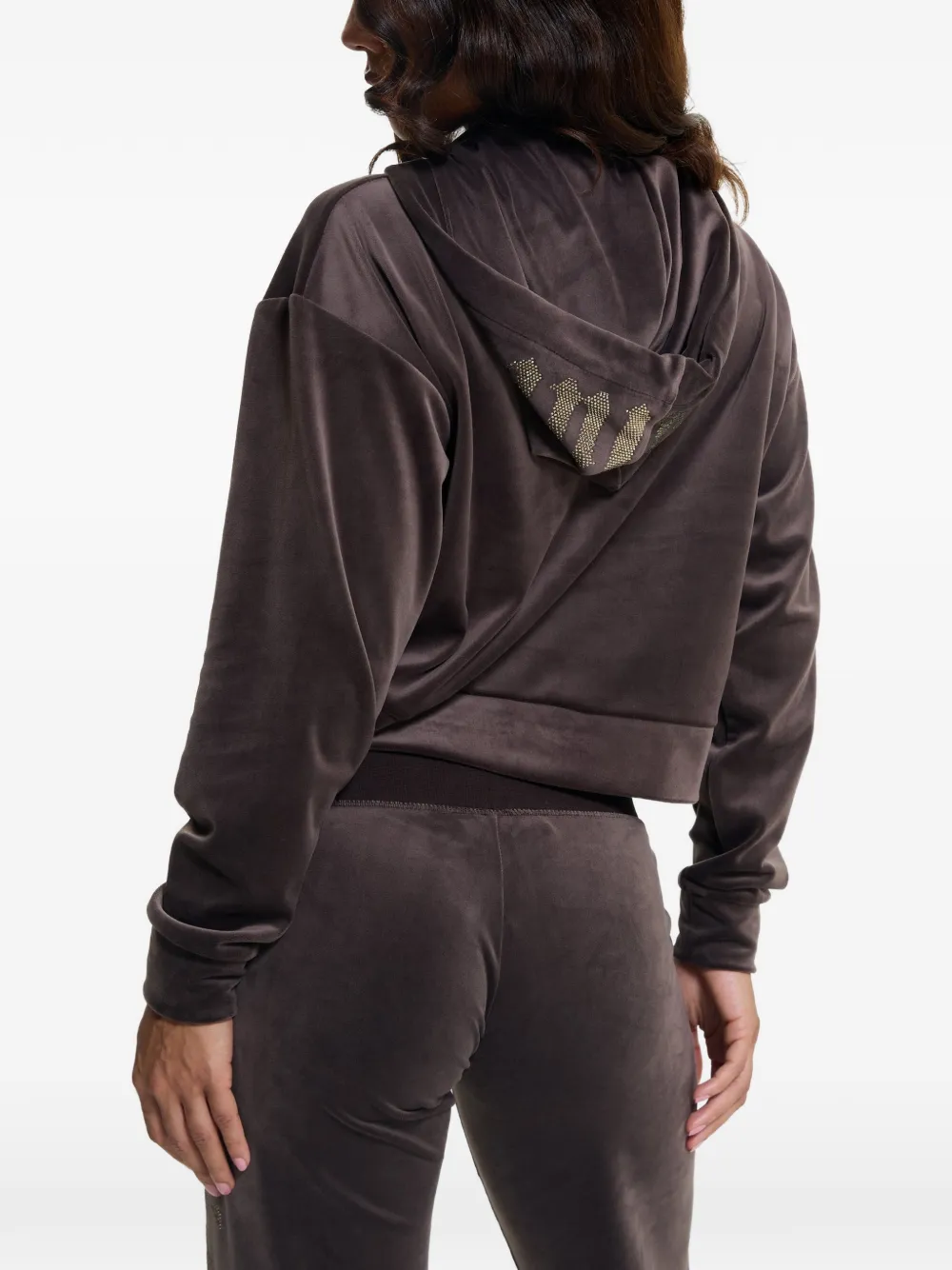 Juicy Couture Old Gothic cropped hoodie met straslogo Bruin