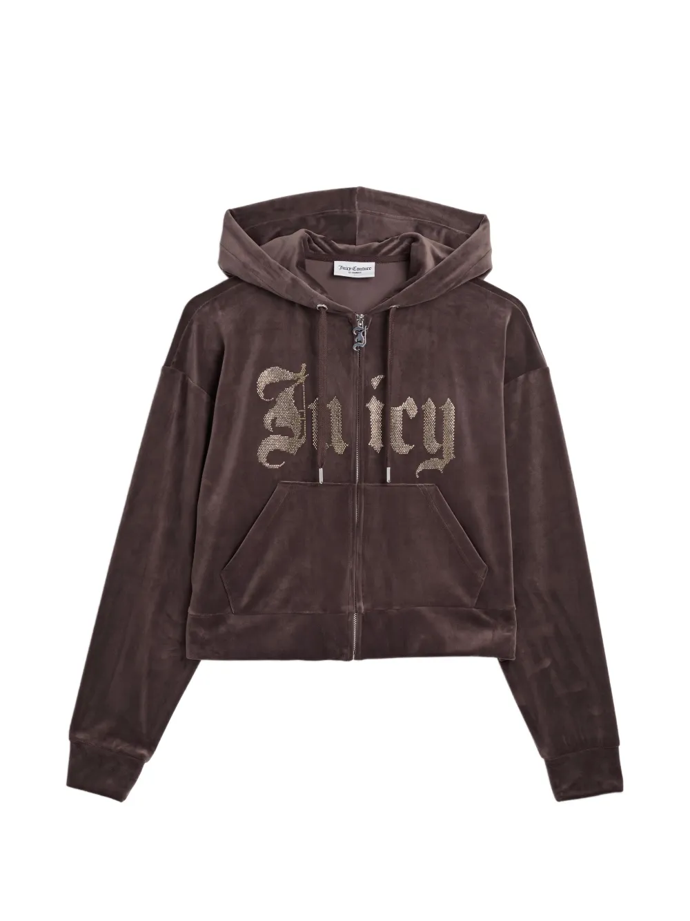 Juicy Couture Old Gothic rhinestone-logo cropped hoodie - Braun
