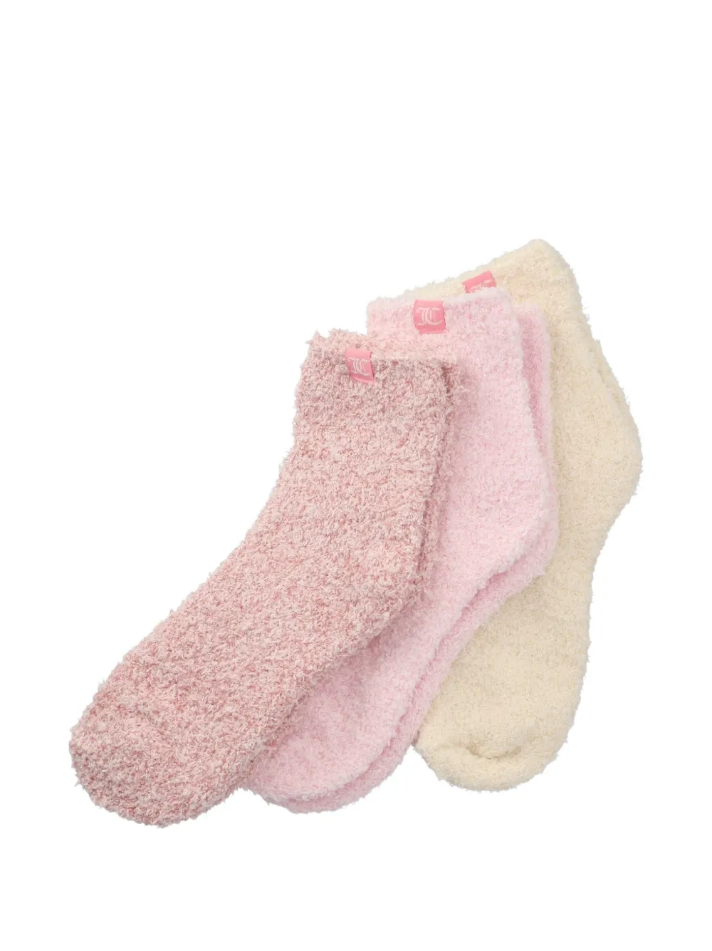 Juicy Couture logo-tag fluffy socks (set of three) - Tons neutres Juicy Couture logo-tag fluffy socks (set of three) - Tons neutres