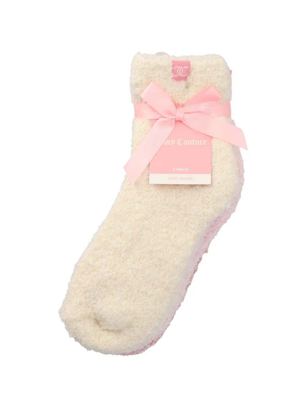 Juicy Couture Drie paar donzige sokken met logo-label Beige
