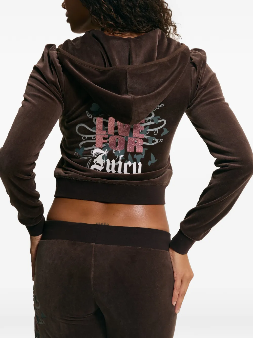 Juicy Couture Hoodie met lange mouwen en grafische print Bruin