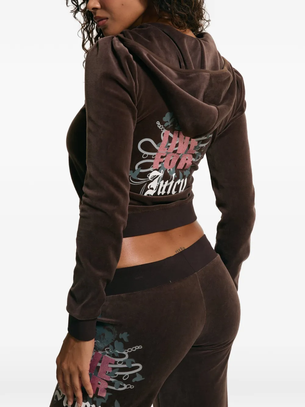 Juicy Couture Hoodie met lange mouwen en grafische print Bruin