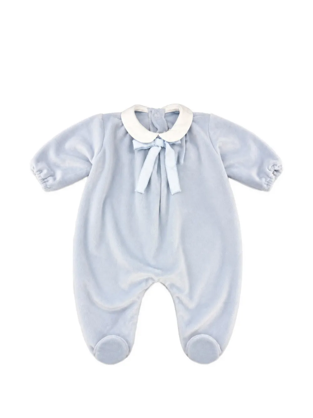 La Stupenderia bow-detail Peter Pan collar sleepsuit Blauw
