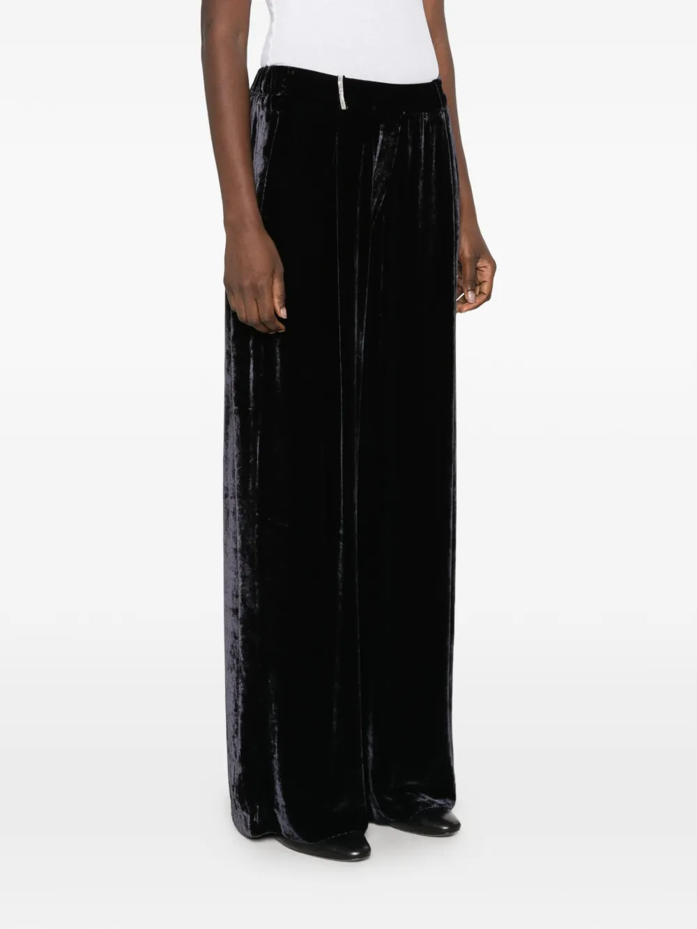 Peserico velvet palazzo pants Zwart