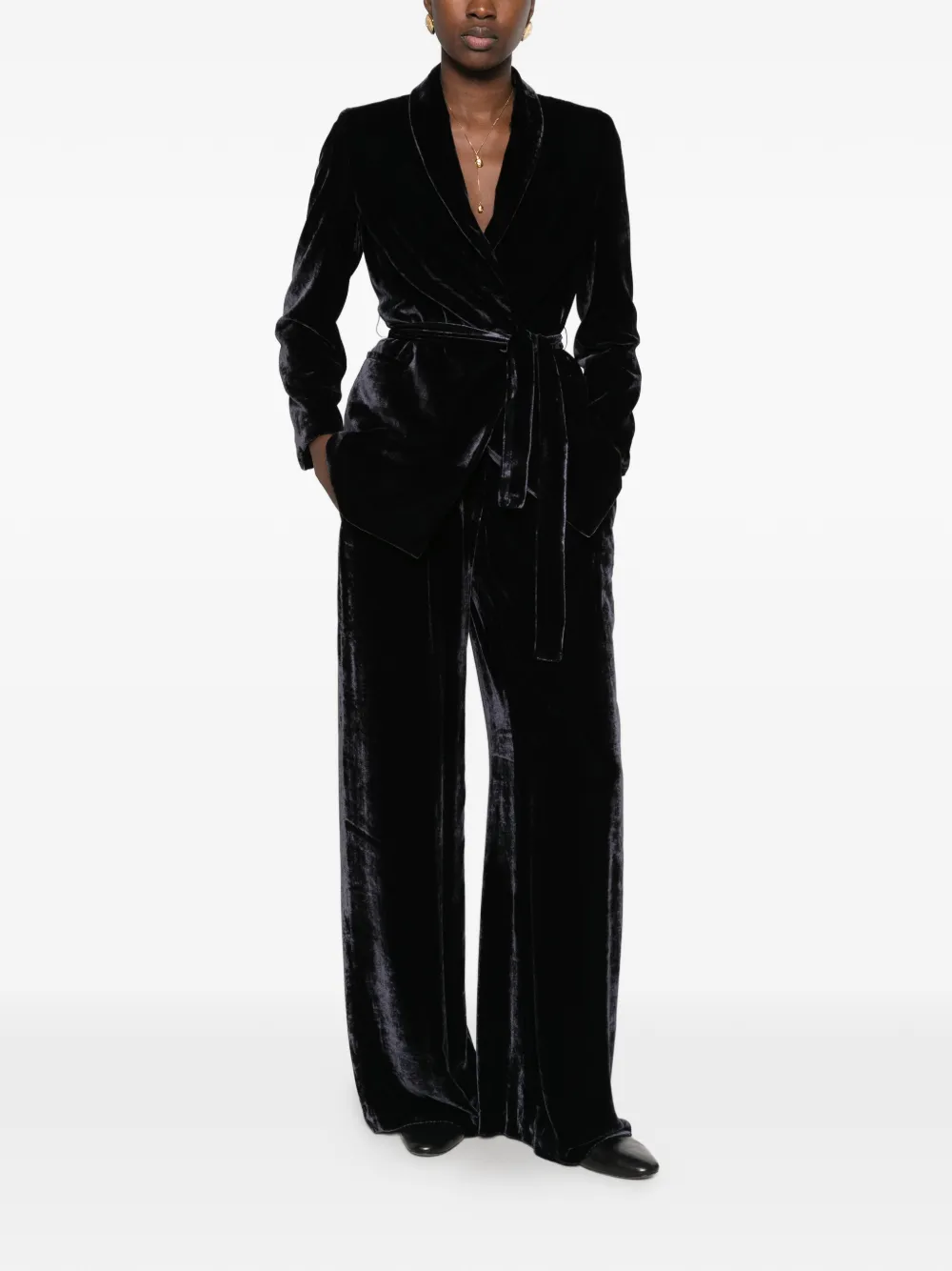 Peserico velvet palazzo pants Zwart
