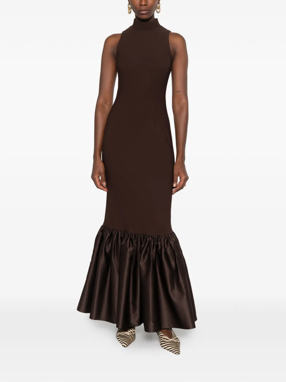 ROTATE BIRGER CHRISTENSEN ruffled-trim sleeveless maxi dress Bruin