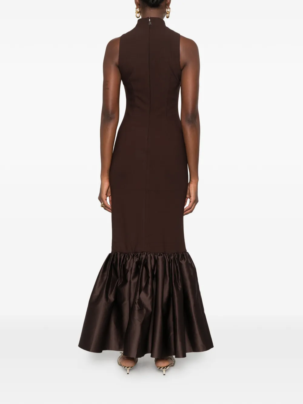 ROTATE BIRGER CHRISTENSEN ruffled-trim sleeveless maxi dress Bruin