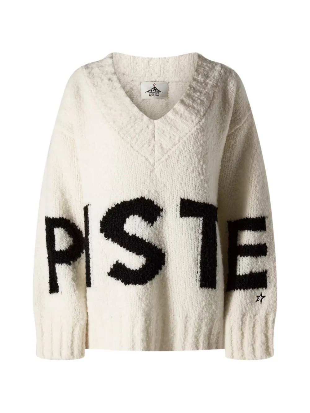 Perfect Moment oversized wool V-neck Piste sweater - Neutrals