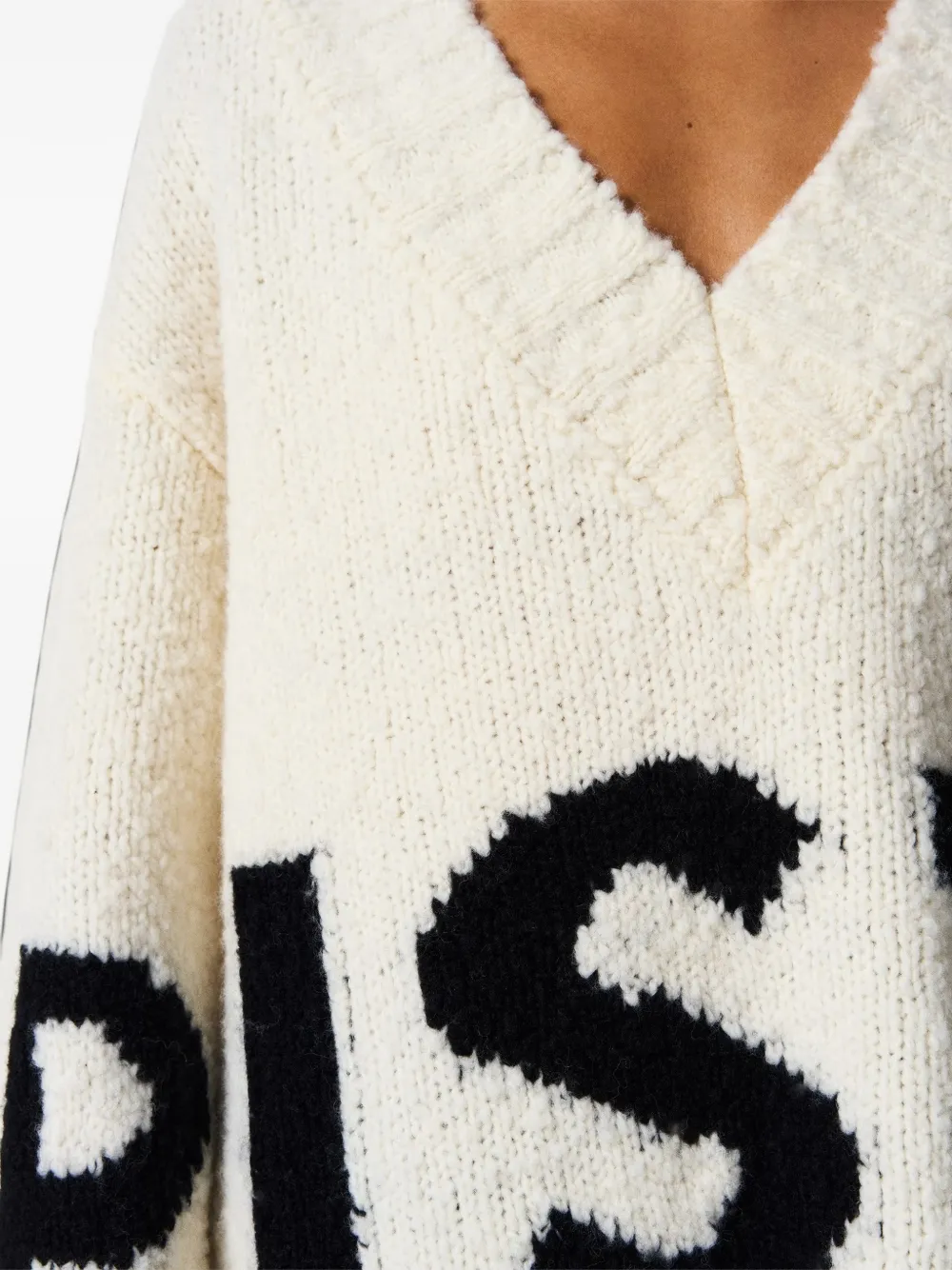 Perfect Moment oversized wool V-neck Piste sweater Beige