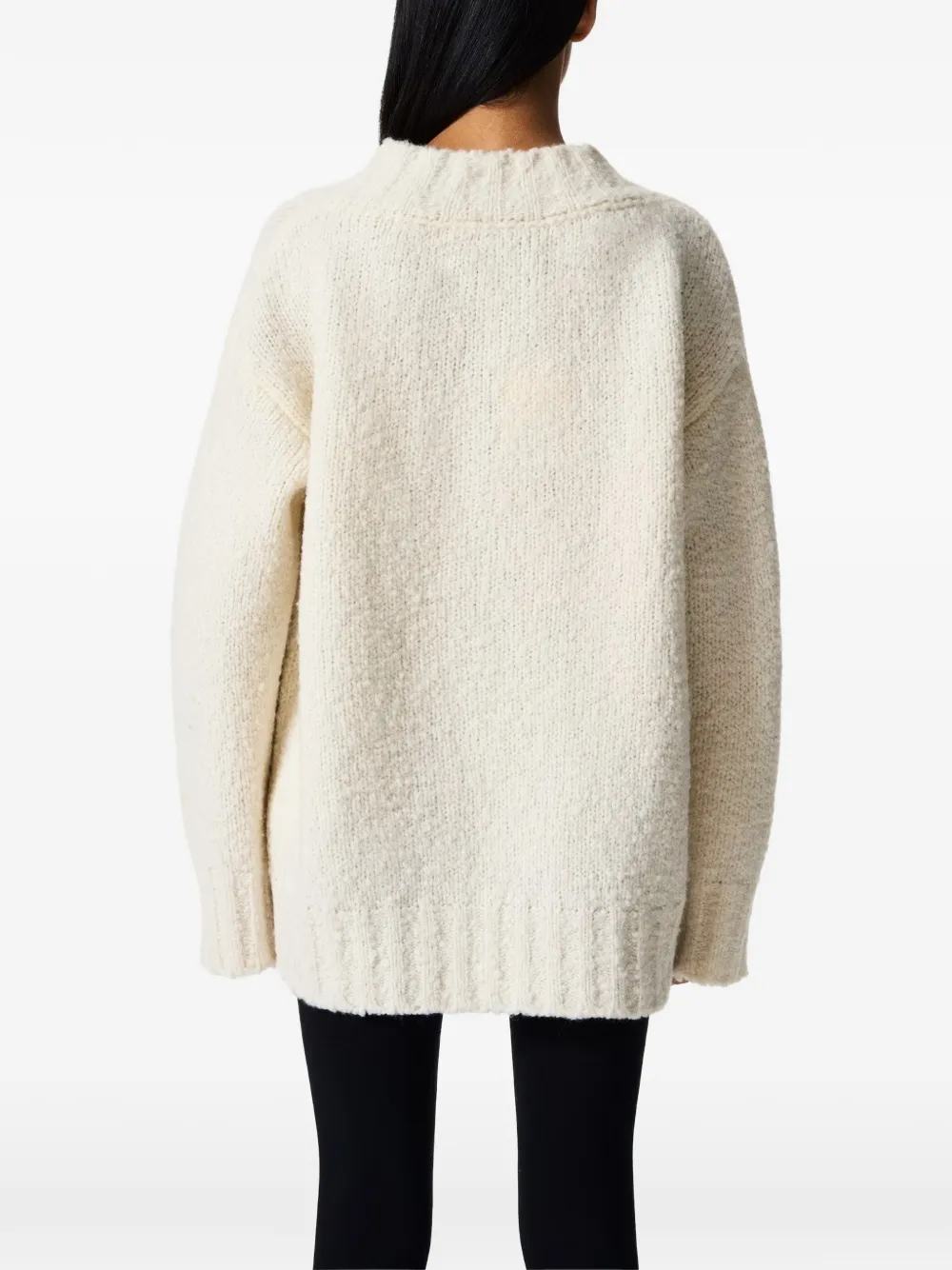 Perfect Moment oversized wool V-neck Piste sweater Beige