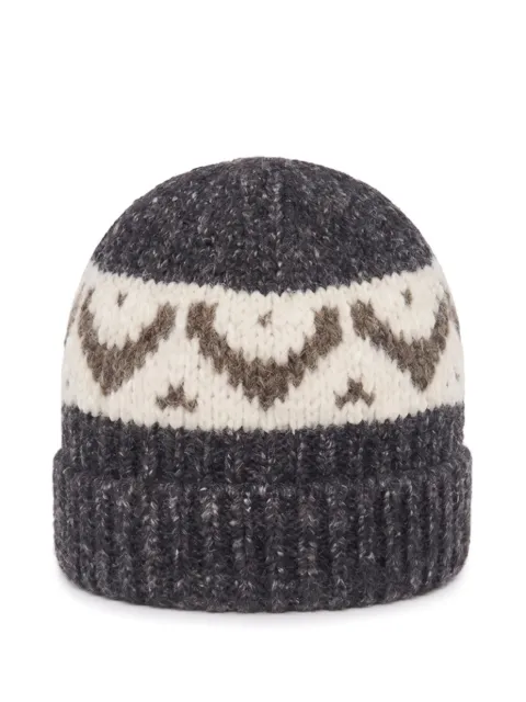Peserico Fair Isle chunky-knit beanie hat