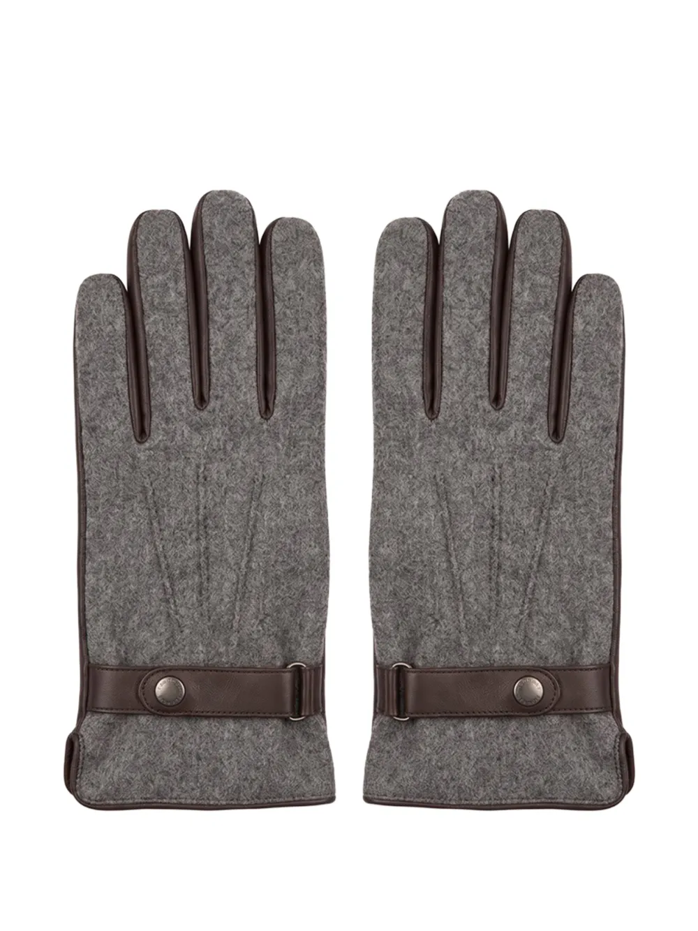 Peserico leather-trim panelled gloves Grijs