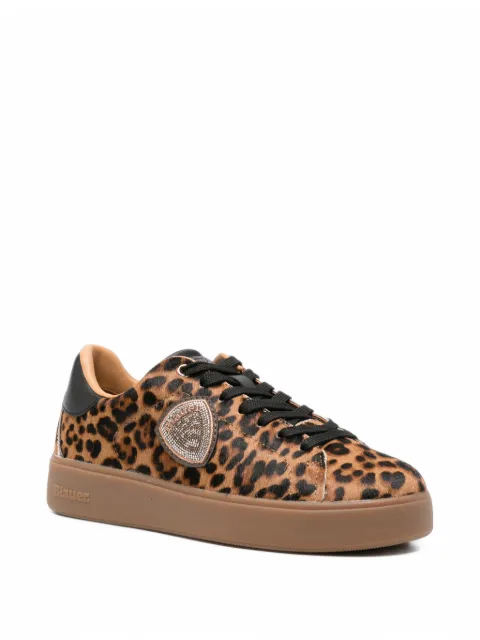 Blauer leopard-print leather sneakers