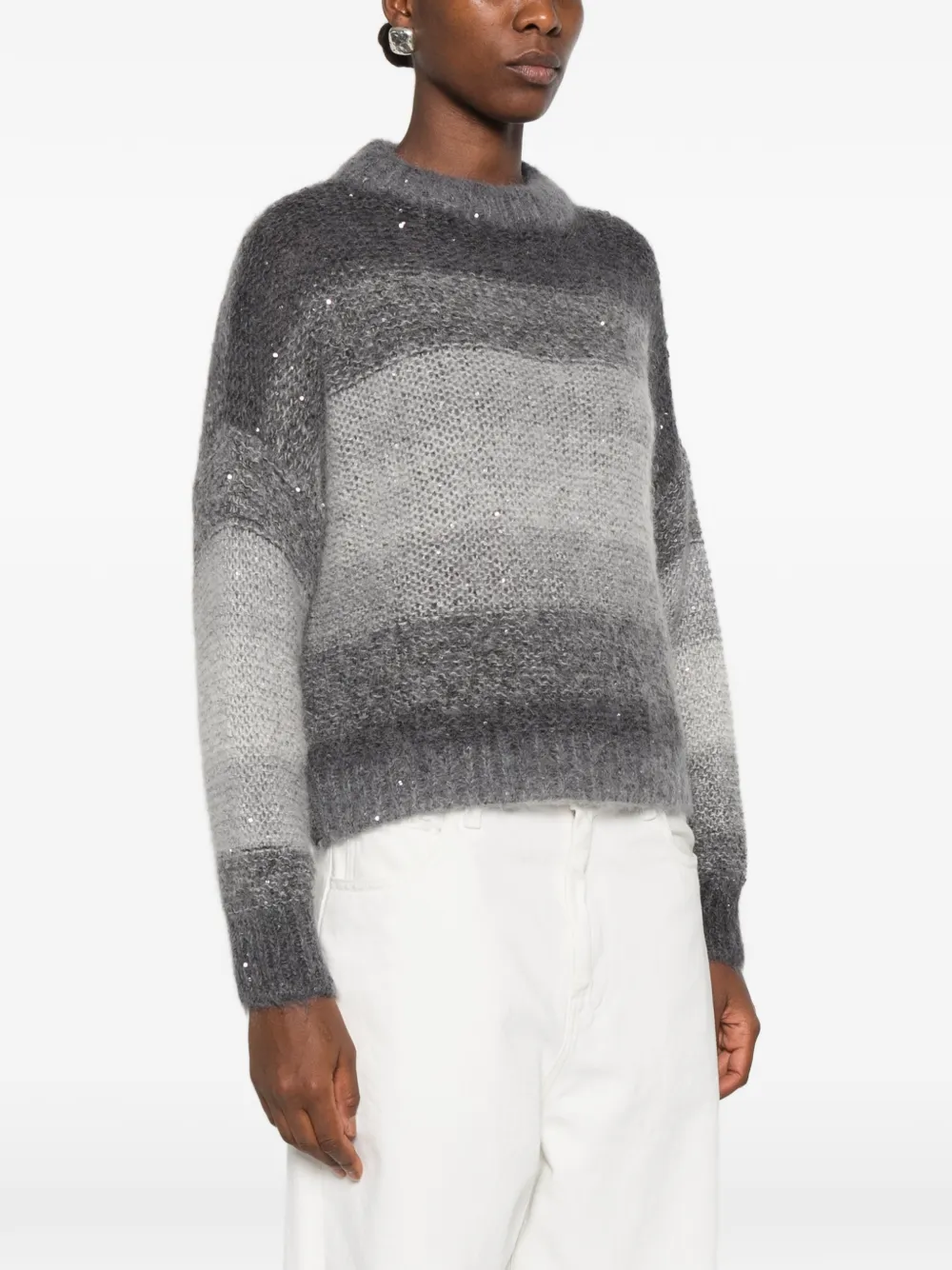 Antonelli sequin-embellished striped sweater Grijs