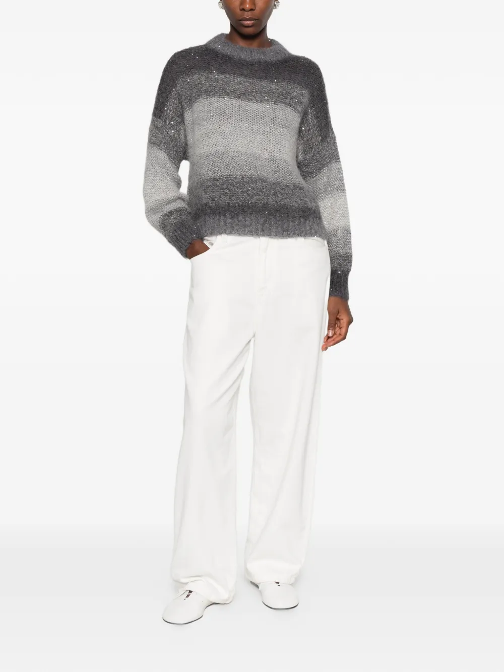 Antonelli sequin-embellished striped sweater Grijs