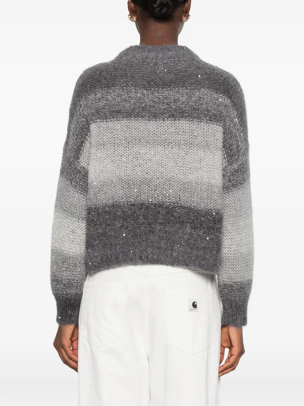 Antonelli sequin-embellished striped sweater Grijs