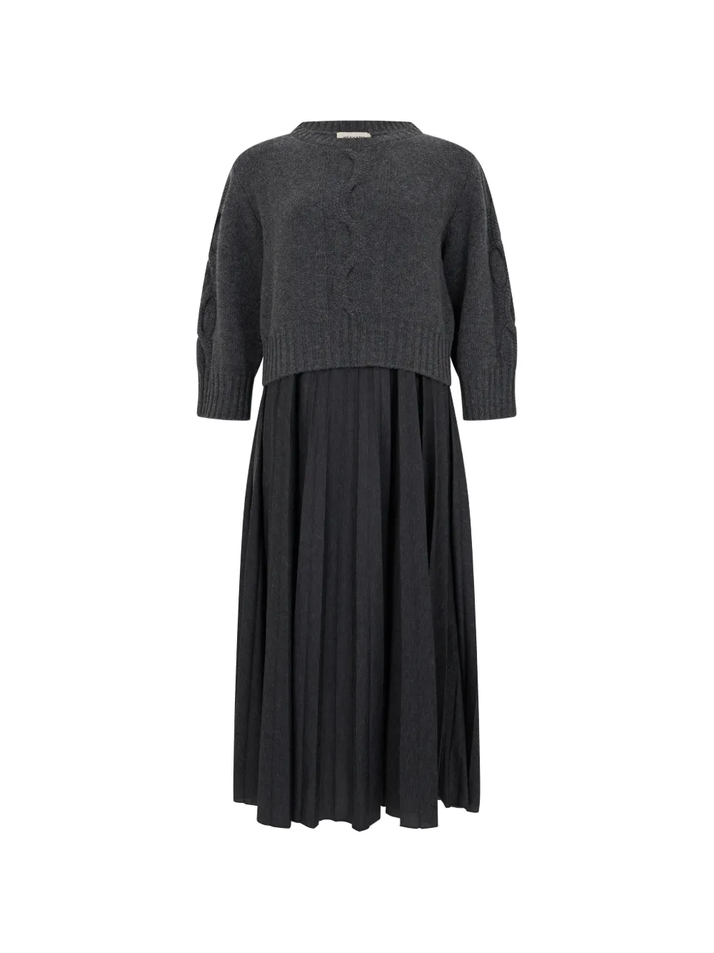 Weekend Max Mara Kabelgebreide jurk met plooien Grijs