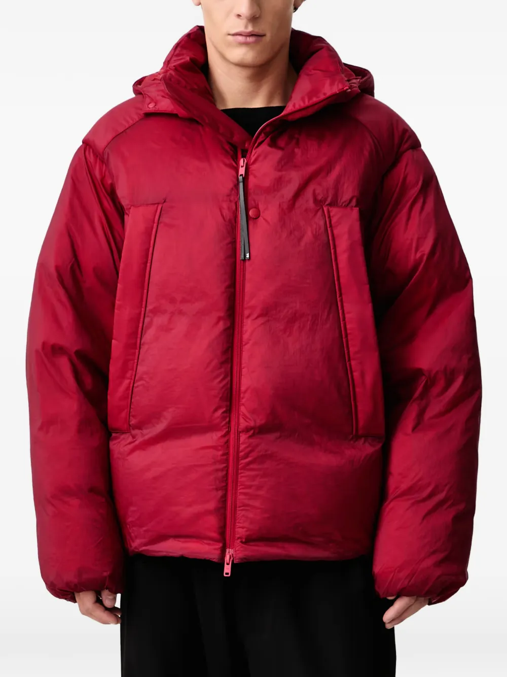 Y-3 hooded puffer jacket - Rosso