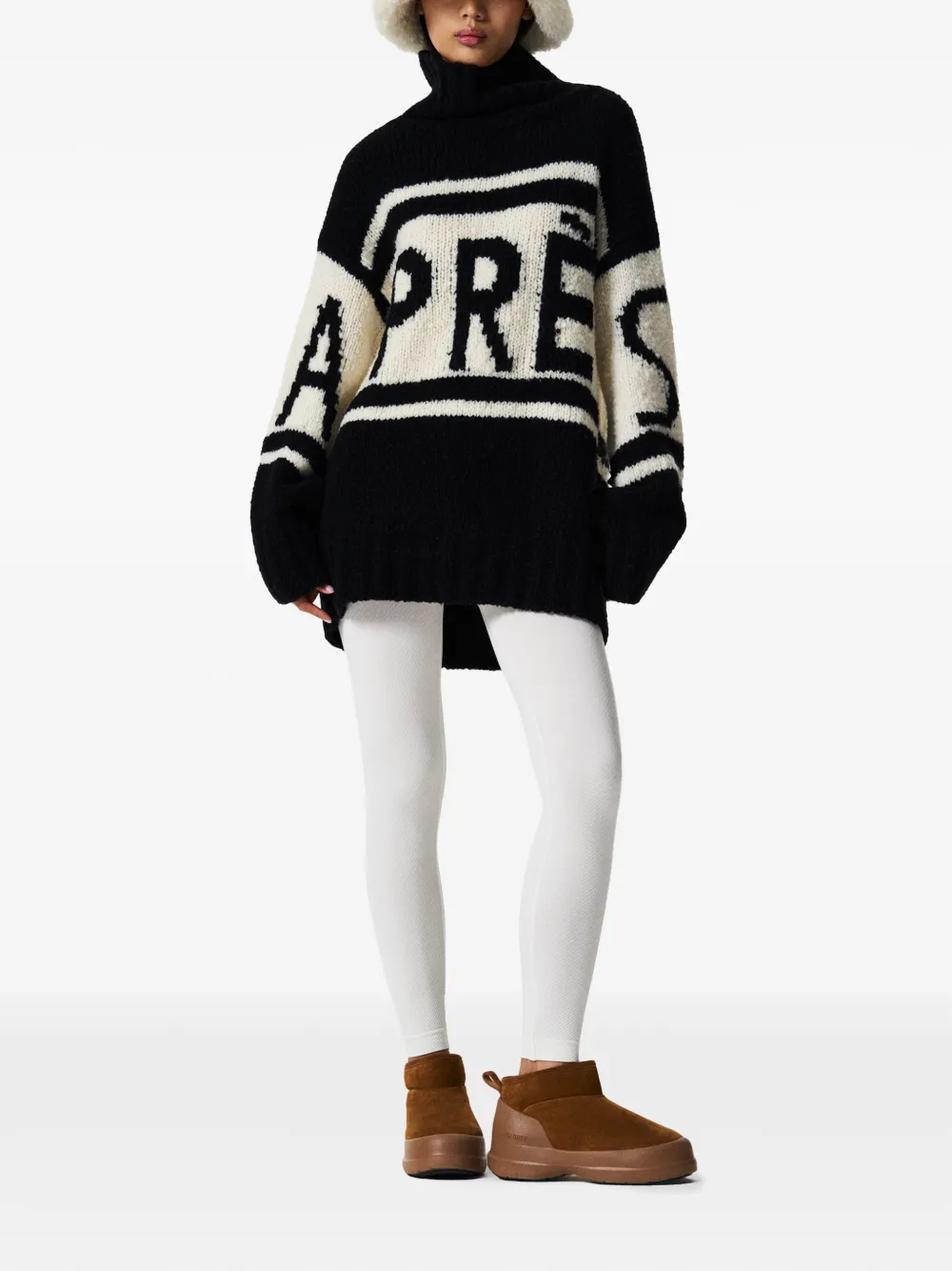 Perfect Moment oversized Après wool knit sweater Zwart