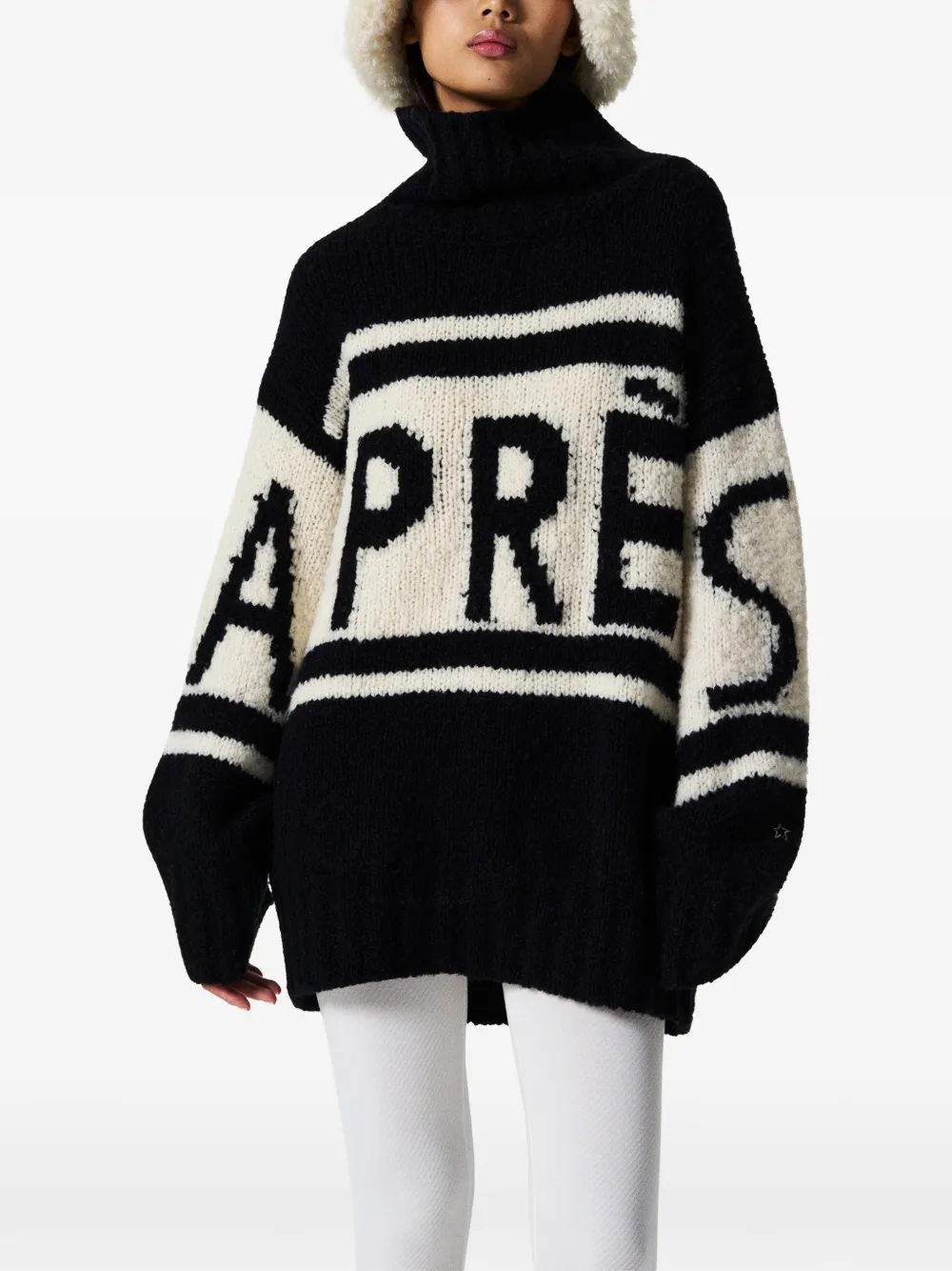 Perfect Moment oversized Après wool knit sweater – Black