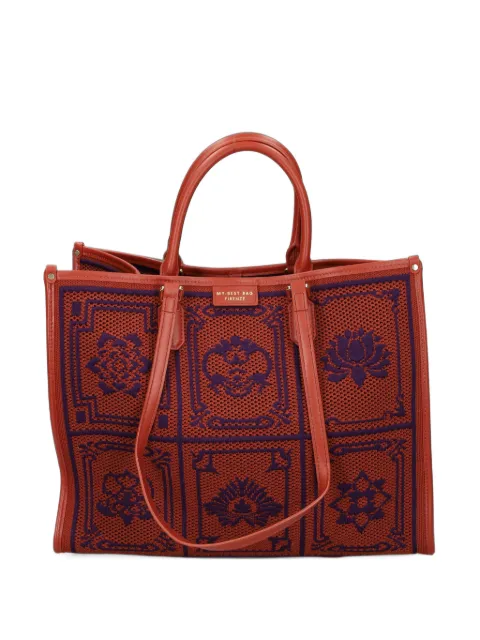 MY BEST BAG jacquard-knit logo-patch tote bag