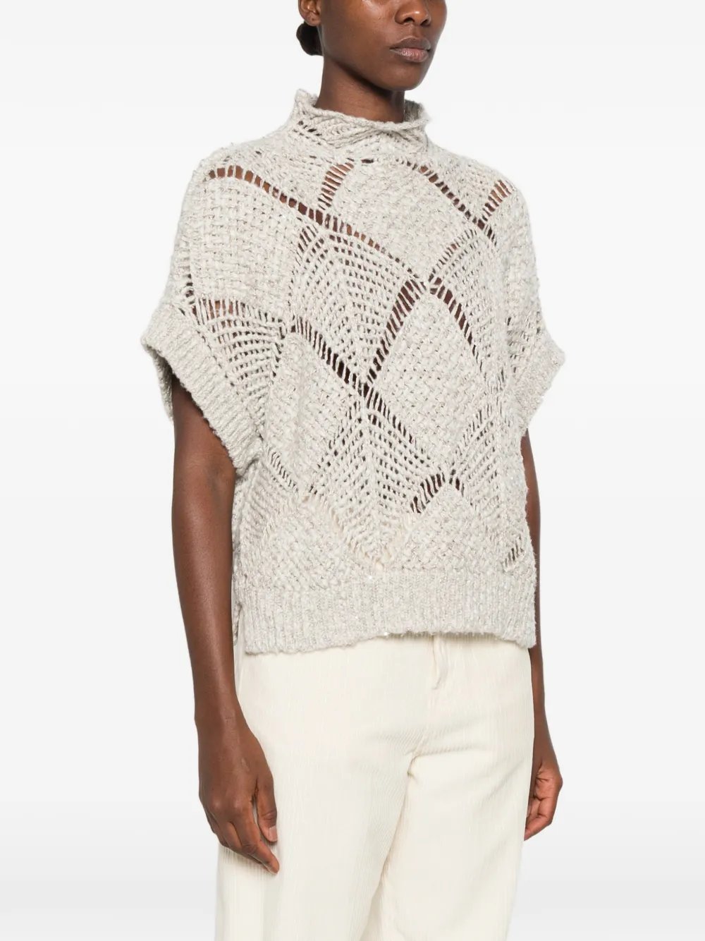 Antonelli Lorena open-knit sweater Beige