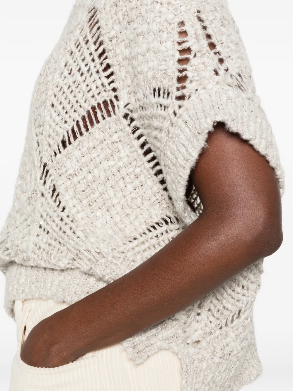 Antonelli Lorena open-knit sweater Beige